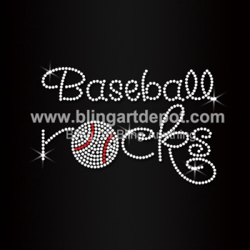 Baseball Rocks Rhinestone Iron On Transfers